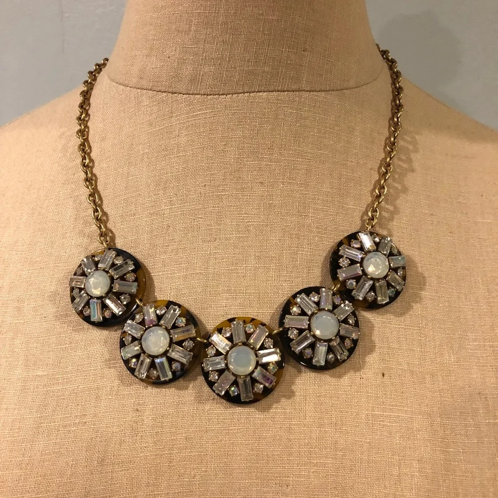 J. Crew Tortoiseshell and Crystal Rhinestone Necklace - Picture 1 of 3